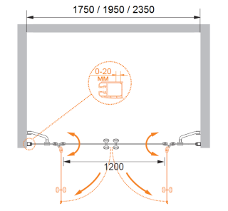 Душевая дверь CEZARES ELENA-W-B-22-240-C-Cr хром